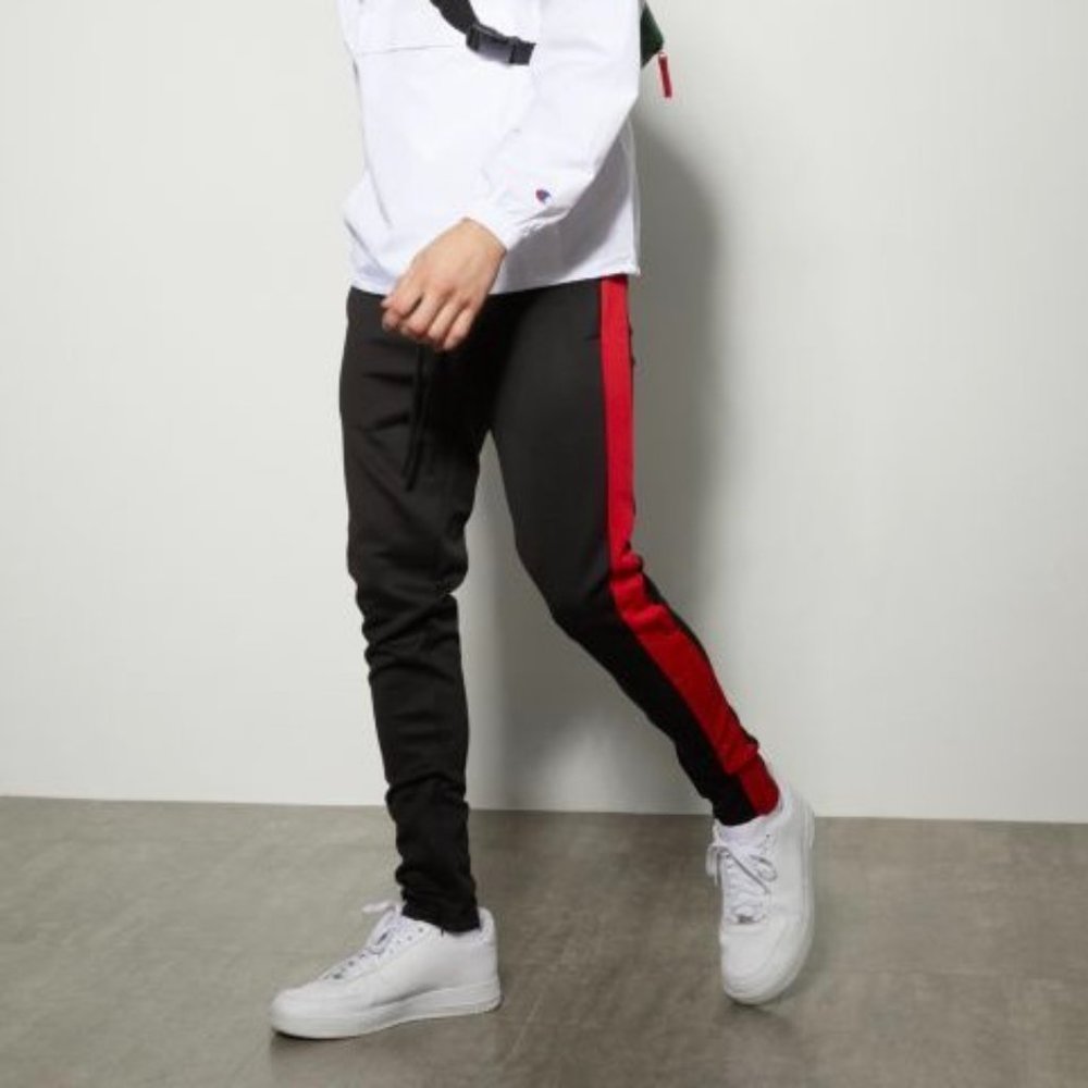 Rue21 Ultra Flex Skinny Side Striped Track Pants Black Red
